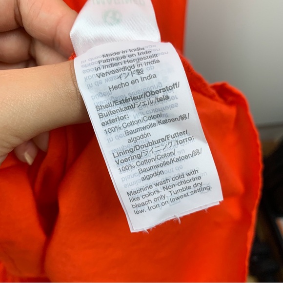 J. Crew Ruffle Front Maxi Dress Braided Belt Red Orange Cotton Tiered Size 4 - Picture 5 of 8